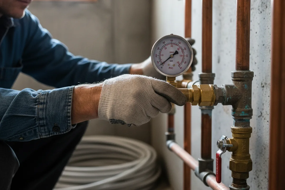 Pressure testing a repaired line during Water Line Repair in Wind Ridge